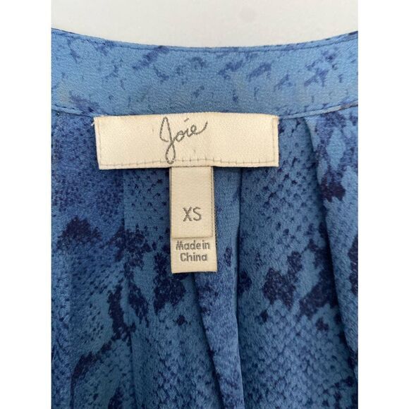 Joie corette Silk Georgette snake pattern blouse/navy/business casual/casual/ex - Picture 3 of 5